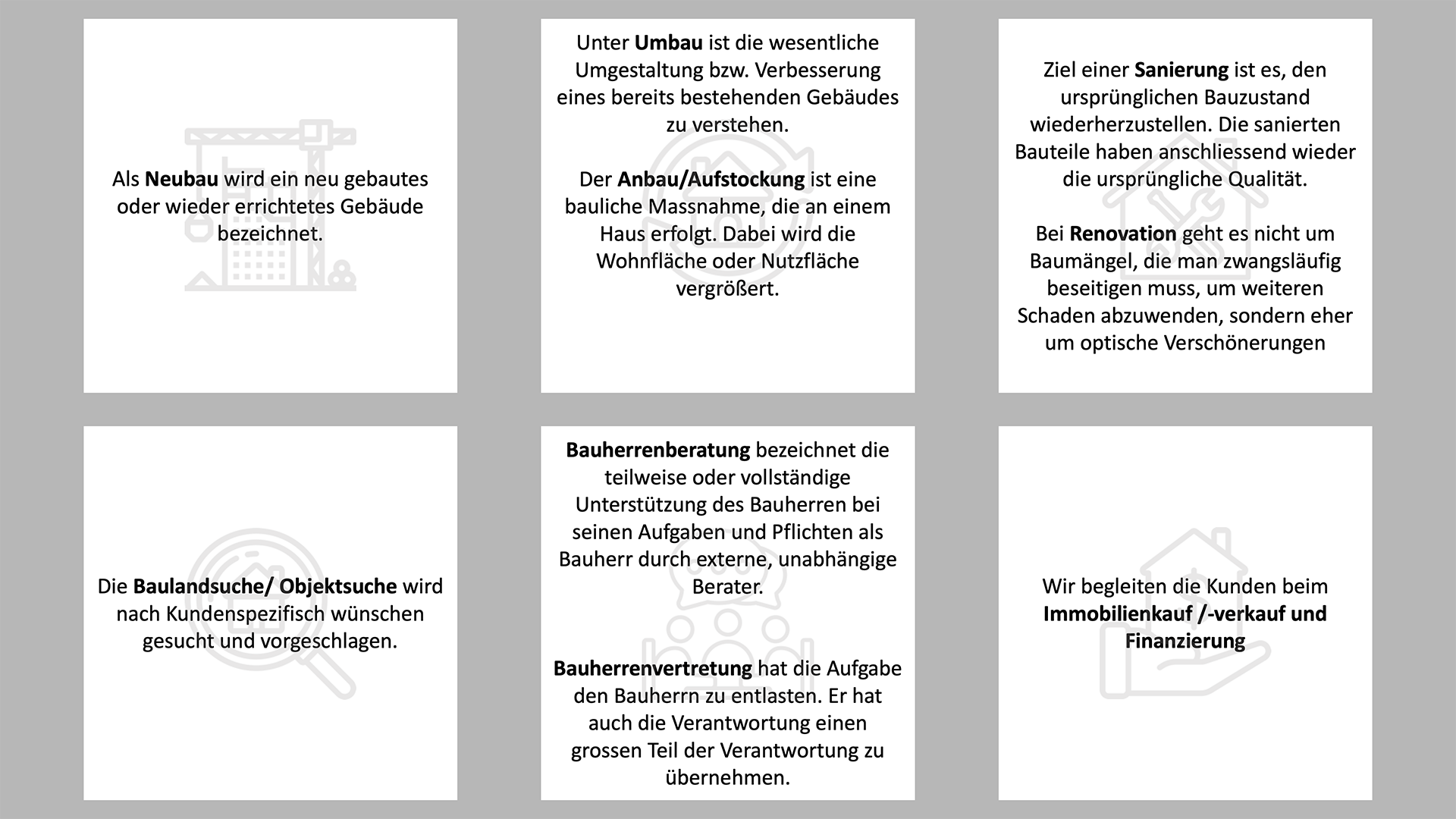 Dienstleistungen Übersicht